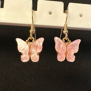 Pink Pearlescent Butterfly Earrings